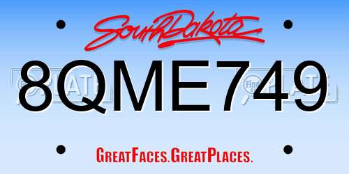8QME749 South Dakota License Plate