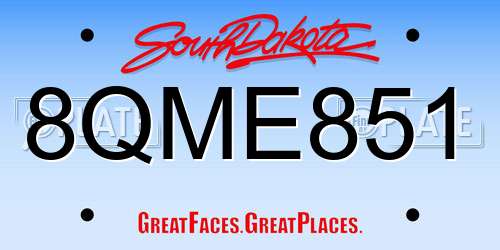8QME851 South Dakota License Plate
