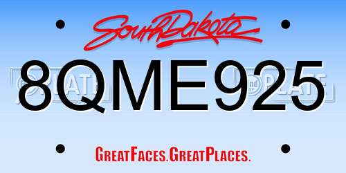 8QME925 South Dakota License Plate