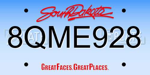 8QME928 South Dakota License Plate