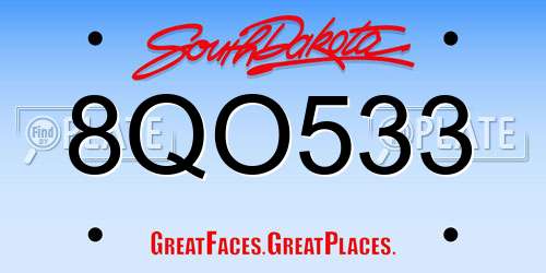 8QO533 South Dakota License Plate