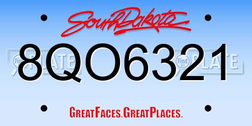 8QO6321 South Dakota License Plate