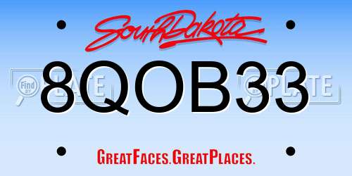 8QOB33 South Dakota License Plate