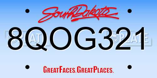 8QOG321 South Dakota License Plate