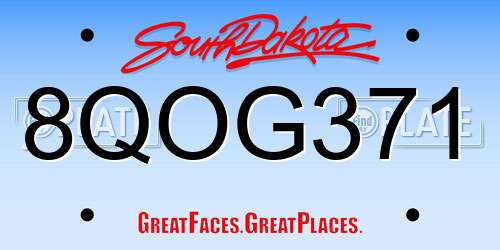 8QOG371 South Dakota License Plate