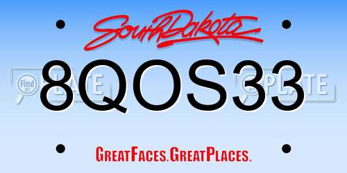 8QOS33 South Dakota License Plate