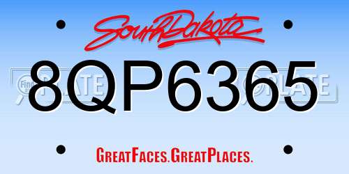 8QP6365 South Dakota License Plate