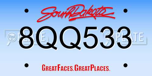 8QQ533 South Dakota License Plate