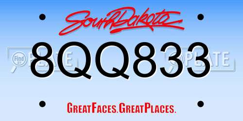 8QQ833 South Dakota License Plate