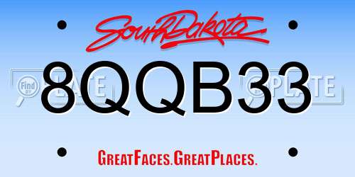 8QQB33 South Dakota License Plate