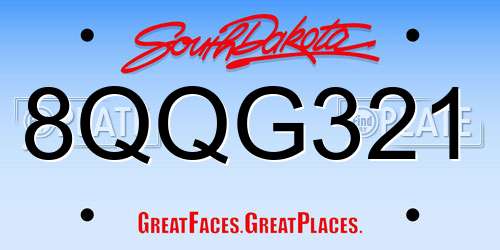 8QQG321 South Dakota License Plate