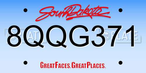 8QQG371 South Dakota License Plate