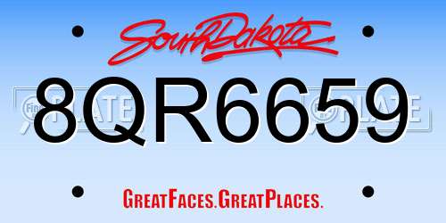 8QR6659 South Dakota License Plate