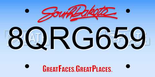 8QRG659 South Dakota License Plate