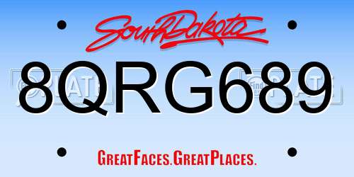 8QRG689 South Dakota License Plate