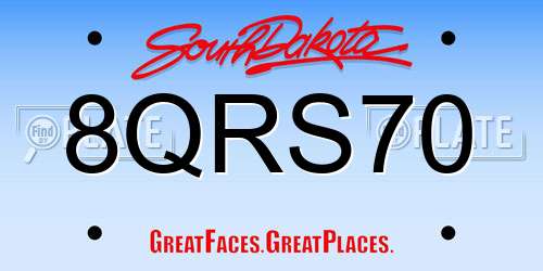 8QRS70 South Dakota License Plate