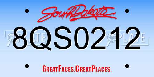 8QS0212 South Dakota License Plate