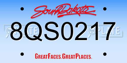 8QS0217 South Dakota License Plate
