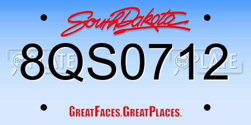 8QS0712 South Dakota License Plate