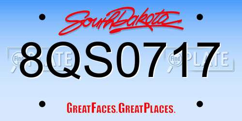 8QS0717 South Dakota License Plate
