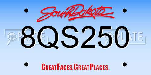 8QS250 South Dakota License Plate