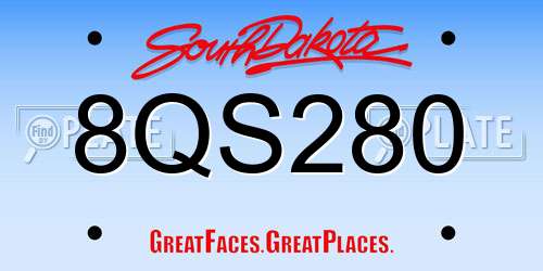 8QS280 South Dakota License Plate