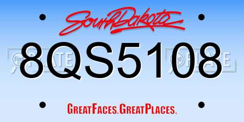 8QS5108 South Dakota License Plate