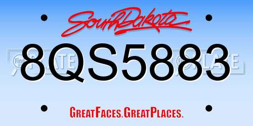 8QS5883 South Dakota License Plate