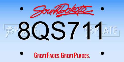 8QS711 South Dakota License Plate