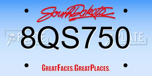 8QS750 South Dakota License Plate