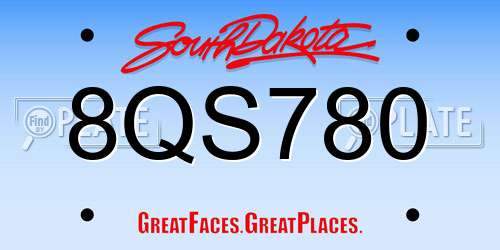 8QS780 South Dakota License Plate