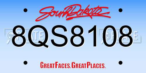 8QS8108 South Dakota License Plate