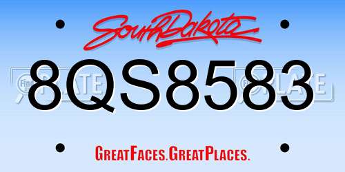 8QS8583 South Dakota License Plate