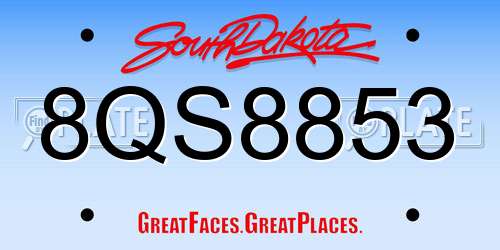 8QS8853 South Dakota License Plate