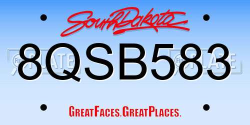 8QSB583 South Dakota License Plate