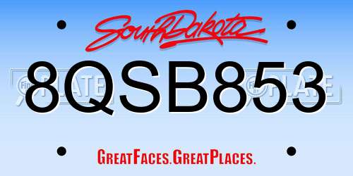 8QSB853 South Dakota License Plate