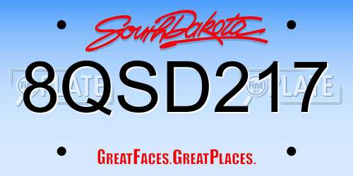 8QSD217 South Dakota License Plate