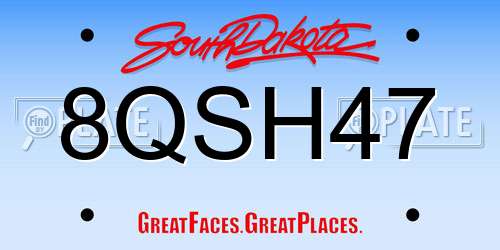 8QSH47 South Dakota License Plate