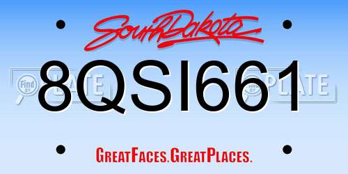 8QSI661 South Dakota License Plate