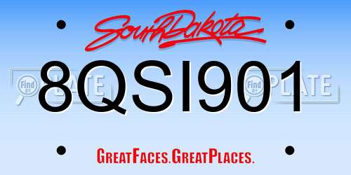 8QSI901 South Dakota License Plate