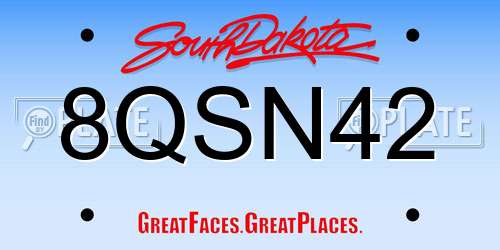 8QSN42 South Dakota License Plate