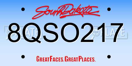 8QSO217 South Dakota License Plate