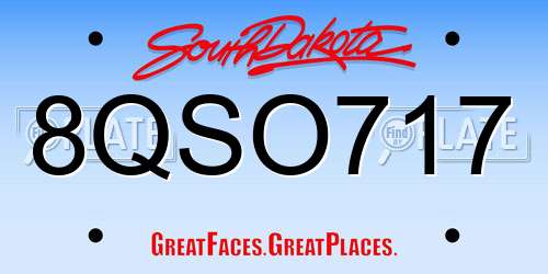 8QSO717 South Dakota License Plate