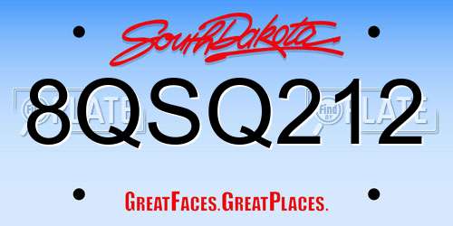 8QSQ212 South Dakota License Plate