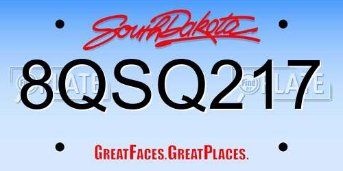 8QSQ217 South Dakota License Plate