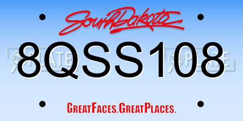 8QSS108 South Dakota License Plate