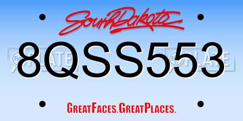 8QSS553 South Dakota License Plate
