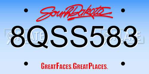 8QSS583 South Dakota License Plate