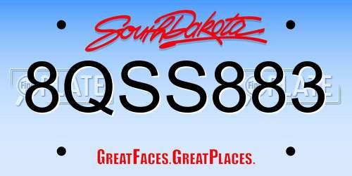 8QSS883 South Dakota License Plate