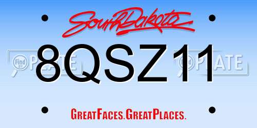 8QSZ11 South Dakota License Plate